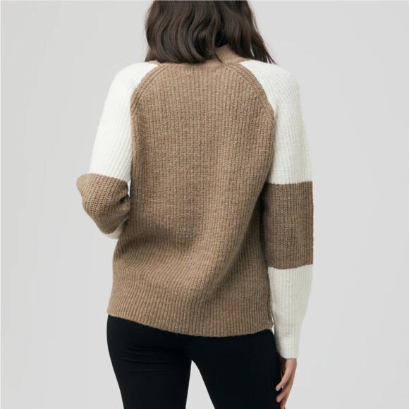 Ripe Women's Color Block Maternity Ribbed Knit Sweater Medium Tan Nursing - Picture 8 of 15